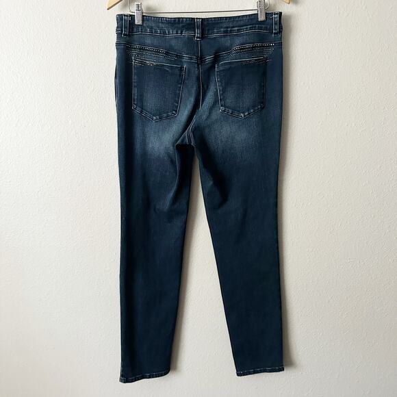 Chico’s So Slimming Size 1 Rhinestone Embellished Slim Ankle Jeans size 8 - Picture 9 of 12